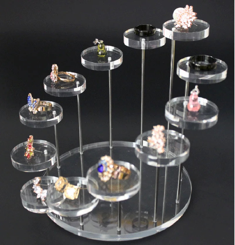 Multi-Layer Acrylic Ring Display Stand Earring Jewelry Holder Rack Gemstone Showcase Mini Anime Action Figure Storage Shelf